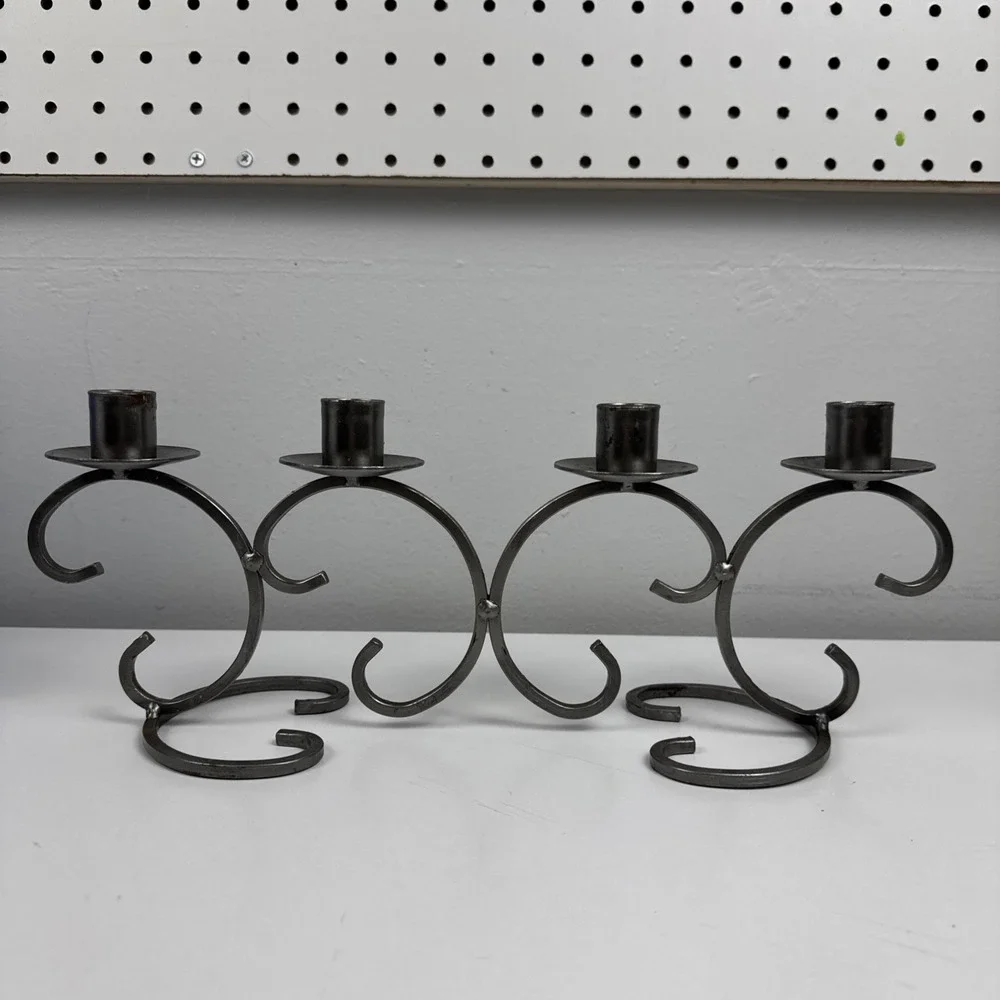 Vtg 80s Dalagruppen Sweden Wrought Iron 4 Taper Candle‎ Holder Scandinavian